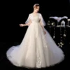 Wedding Dress 2023 The Elelgnat Court Train Batwing Sleeve Wedding Dresses Plus Size Lace Wedding Gowns - Image 5