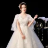 Wedding Dress 2023 The Elelgnat Court Train Batwing Sleeve Wedding Dresses Plus Size Lace Wedding Gowns - Image 6