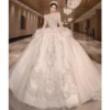 Y&m Novias High Neck Long Sleeve Wedding Dress Plus Size Vestido De Vintage Luxury Bead Bridal Princesse Gown Cathedral Train - Image 2