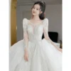 Y&m Novias New Sweetheart Vestido De Noiva off white Plus Size Wedding Dresses Long Sleeve Luxury CRYSTAL Edge For Brides Gowns - Image 5